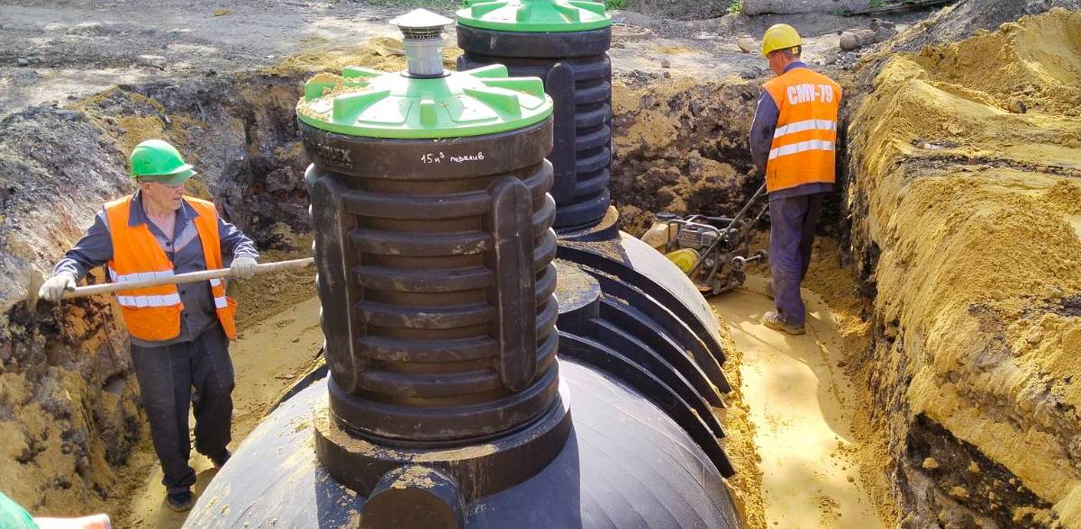 Строительство сетей водоснабжения и водоотведения с установкой модуля приема сточных вод  (2023 г.)