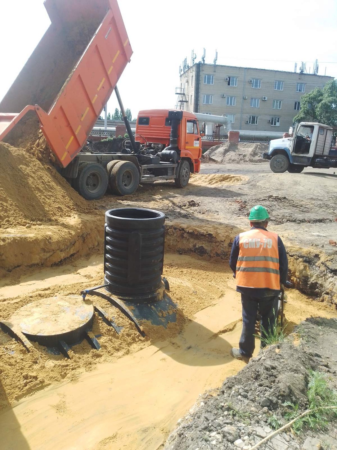 Строительство сетей водоснабжения и водоотведения с установкой модуля приема сточных вод  (2023 г.)